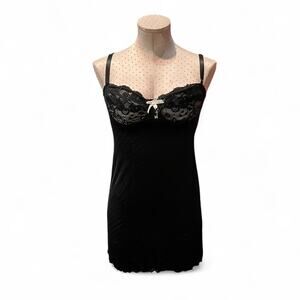 vintage Y2k Penthouse Lingerie by Coquette Black Lace Chemise – Size M